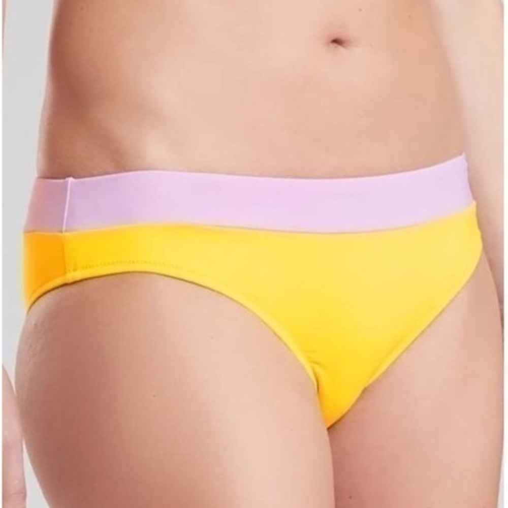 Athleta Bikini Bottom Yellow Purple Color Blocked Hawaiian Chroma Swim Low Rise